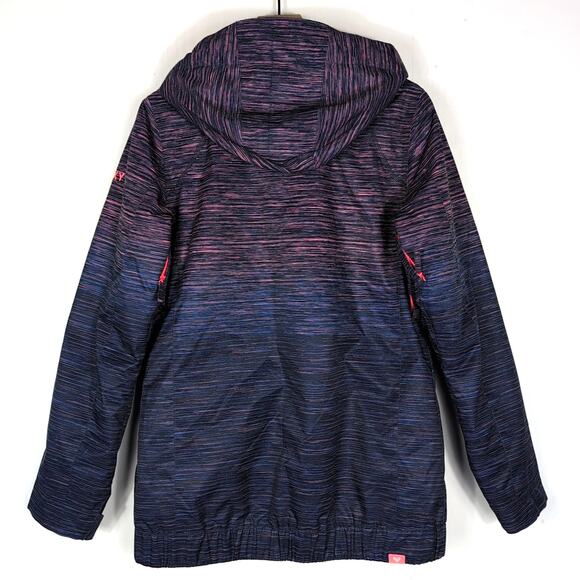 Roxy DryFlight 10K Snow Jacket Women M Blue Pink Hooded Waterproof Ski Snowboard - Picture 2 of 16